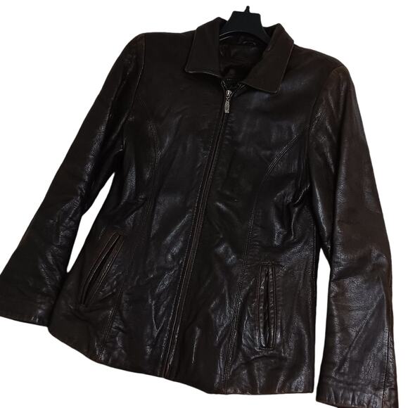 James & John ITALY Vintage Leather Jacket Womens Medium Euro4X Saddle Brown Boho - Picture 1 of 16